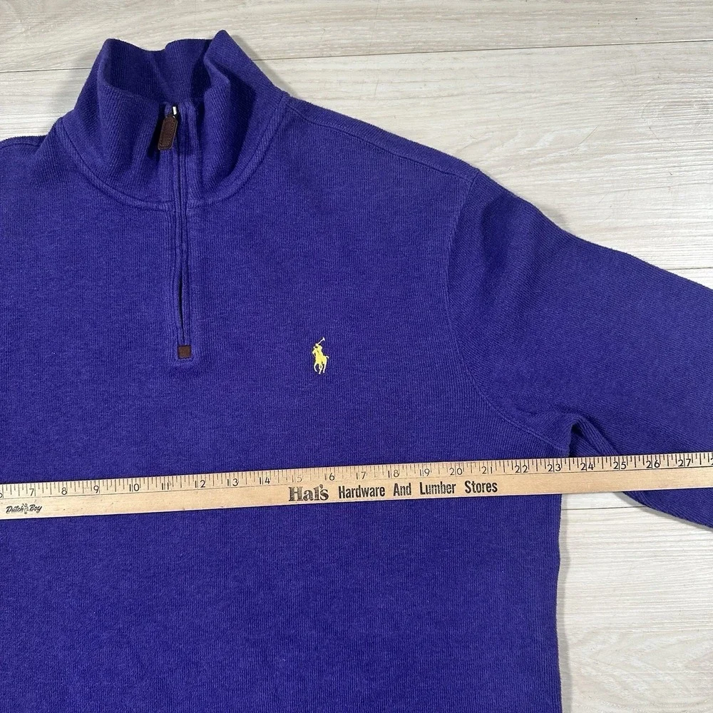 Polo Ralph Lauren Quarter Zip Pullover Mens Large Purple Cotton Mock Neck Preppy
